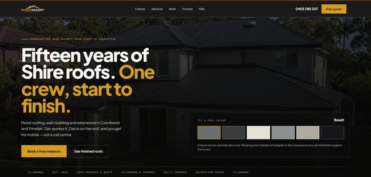 Roof Smart Roofing — website design and build