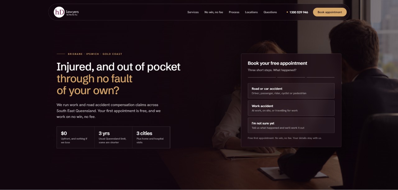 hD Lawyers, personal injury — website design and build